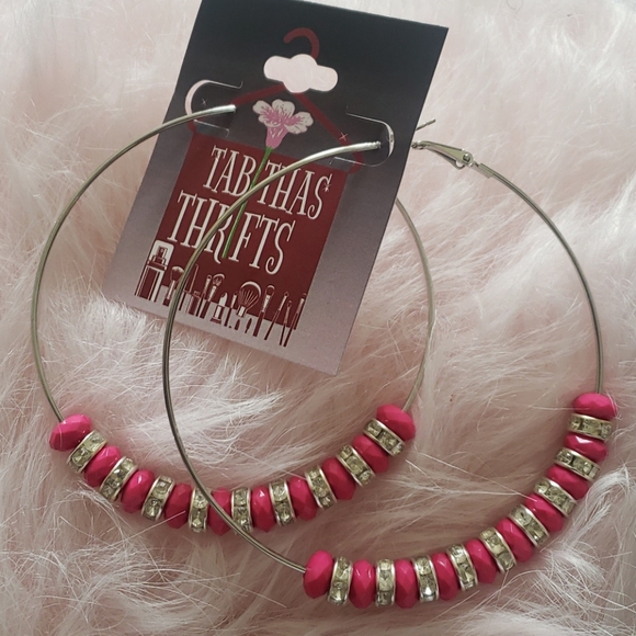 Pink Stone Earrings - Picture 2 of 3